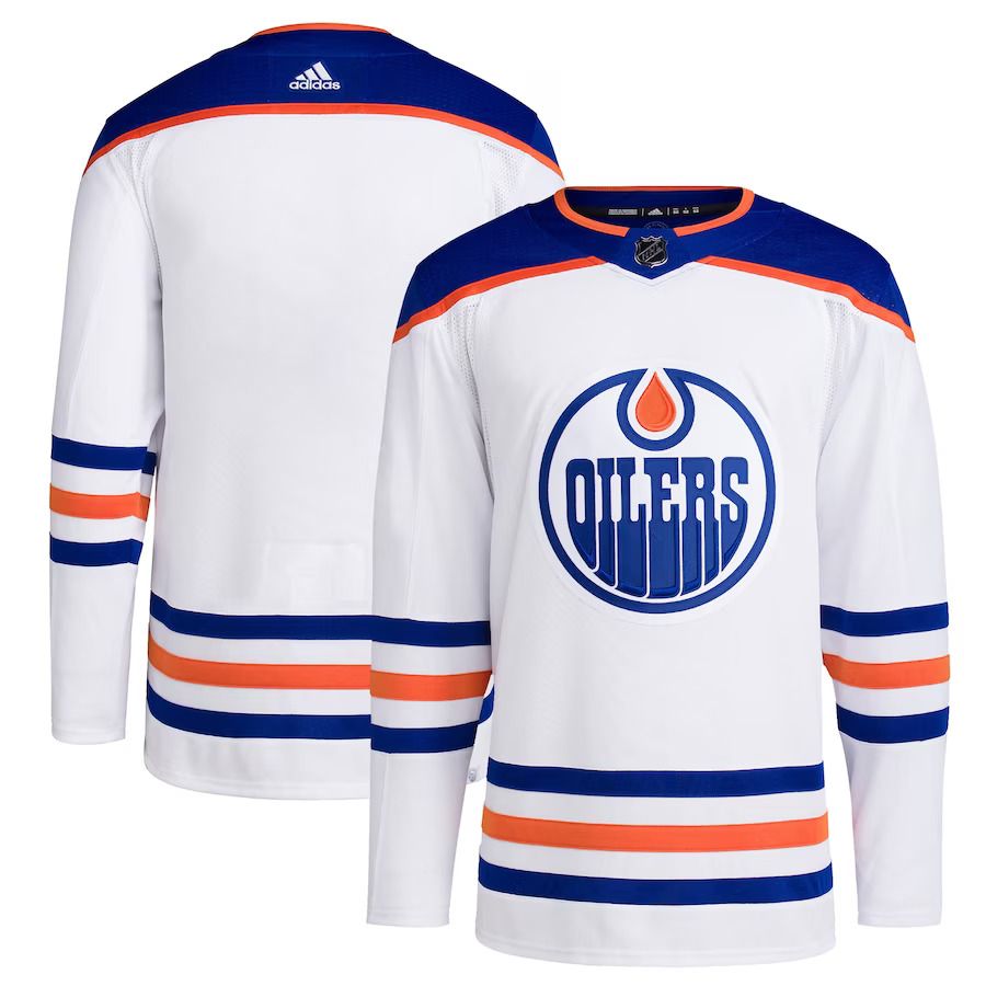 Men Edmonton Oilers adidas White Away Primegreen Authentic Pro Blank NHL Jersey
